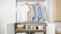 Så använder du en spännstång för extra torkyta och förvaring utan att borra